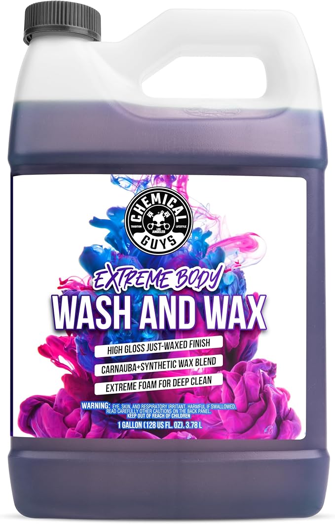 Chemical Guys, Extreme Bodywash & Wax Car Wash Soap, 1 Gallon | Thick clinging foam in cannons, guns or buckets, carnauba adds gloss, gentle on wax and sealant, grape scent