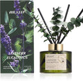 Reed Diffuser Set with 6.76 fl oz Lavender Eucalyptus Scent Essential Oils and 3 Leaves & 8 Diffuser Sticks,Bathroom Shelf Decor & Air Freshener, House Bedroom Office Decor & Gifts