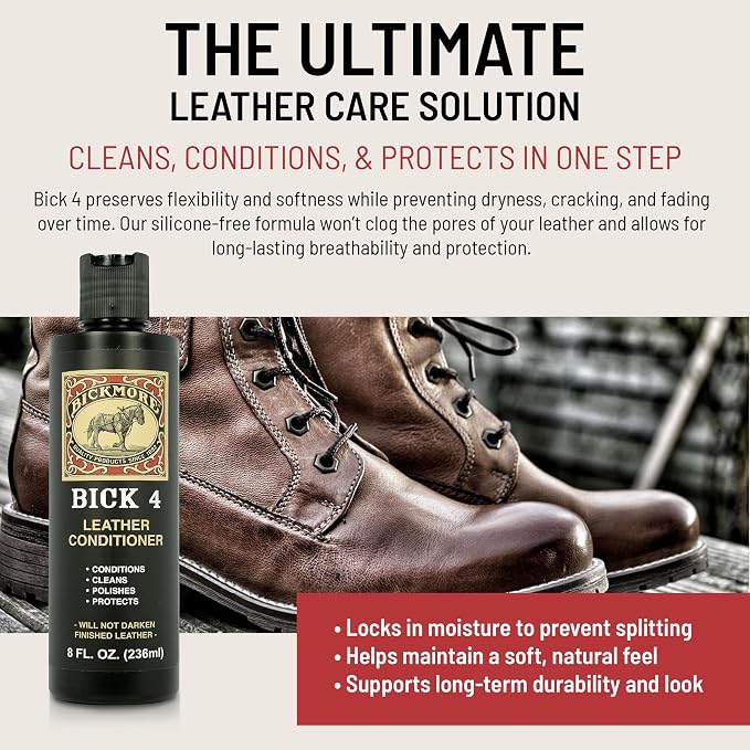 Bick 4 Leather Conditioner & Cleaner, Won't Darken Boots, Couch, Bags 32 oz | Made in USA, For Shoes, Furniture, Jackets, Auto Interiors, Apparel & Accessories