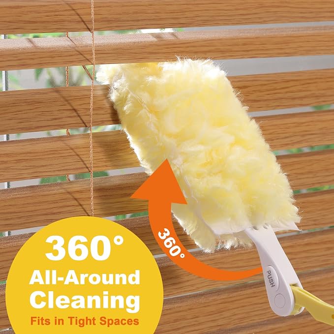 JOYMOOP Scented Telescopic Duster kit, 3FT Extendable Handle (Yellow) + 48 Yellow Refills for Swiffer Feather Duster,Easy Cleaning for Ceilings, Ceiling Fans, Blinds, Vents & Shelves