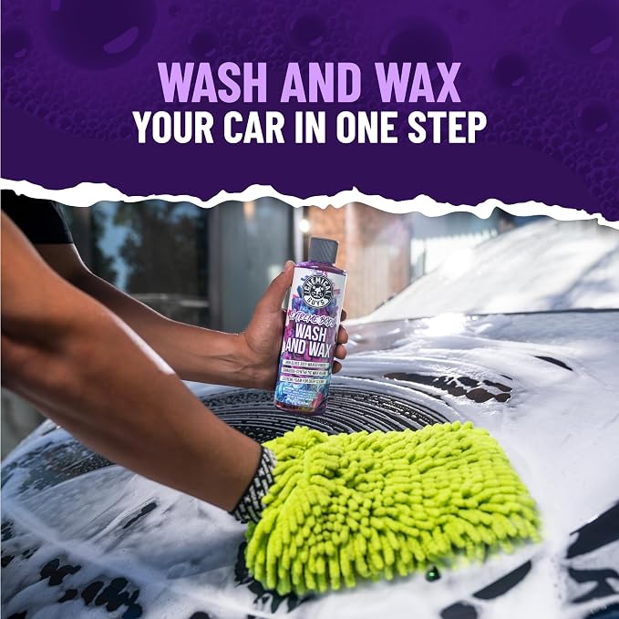 Chemical Guys Extreme Bodywash & Wax Car Wash Soap, 64 oz | Thick clinging foam in cannons, guns or buckets, carnauba adds gloss, gentle on wax and sealant, grape scent