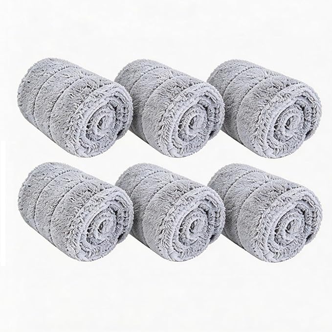 24 Inch Microfiber Mop Pads 6 Pack for Hardwood Tile Laminate Deep Clean | Absorption Reusable Flat Mop Pads for Floor Cleaning Fits 24-inch Mop Heads Washable and Durable Wet/Dry Home Cleaning