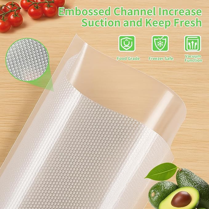 MakMeFre100 Count Vacuum Sealer Bags 50 of Each Size 50 Quart 8"X12"and 50 Gallon11"X16", BPA Free Sous Vide Seal a Meal Commercial Grade Vacuum Seal PreCut Combo Pack Bag