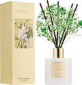 Reed Diffuser - White Jasmine 6.7 Fl.oz Reed Diffuser Set with Sticks & Preserved Baby's Breath, Reed Diffuser for Home Bathroom Shelf Decor