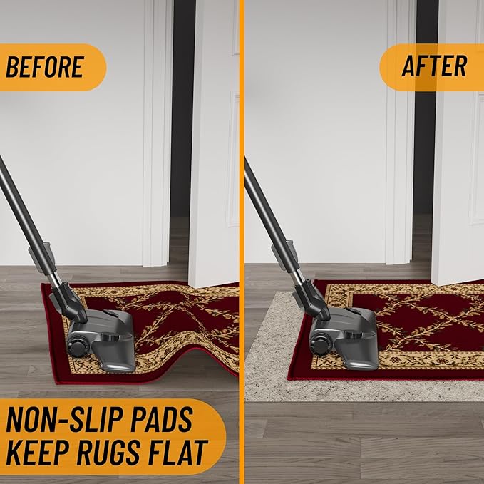 Ottomanson 2'7" x 10' Non-Slip Rug Pad Gripper 1/12 Inch Ultra Thin Dual Surface Felt + Rubber Gripper - Safe for All Floors, Cream