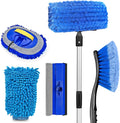 ARTIPOLY 65'' Five-Sided Car Wash Brush with Long Handle, Scratch-Free Car Cleaning Kit with Soft Wash Brush, Tire Brush, Window Squeegee, Car Wash Mitt, Microfiber Cleaning Head & Extension Pole