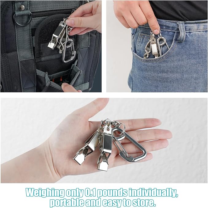 KUNN Glove Clip Stainless Steel Carabiner with Double-End Alligator Clip for Work Gloves, Glove Holder for Wall Mount