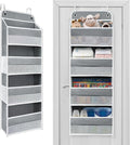 Over The Door Organizer 4 Shelves & 4 Side Pockets, Large Storage Rack | Anti-Tilt Hanging Door Storage for Closet Heavy-Duty Mesh Shelf for Bathroom, Closet, Toy Organization, Shoes, Towels, Grey