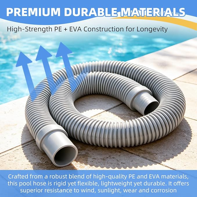 V532LG Pool Vacuum Leader Hose Replacement for Hayward Pool Cleaner, Pool Vac Ultra, Pool Plus, Navigator, Aqua Bug, Diver Dave,46 Inch Heavy Duty Pool Cleaner Replacement Hose, Gray