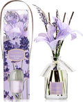 Reed Diffuser - Lavender Eucalyptus 8.5 Fl.oz Flower Reed Diffuser with Sticks, Bedroom Bathroom Shelf Decor (Floral Basket Collection)