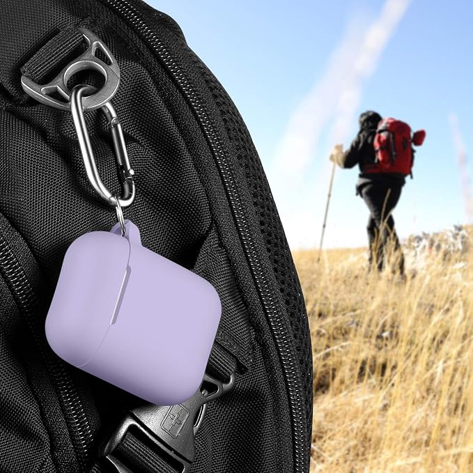 R-fun for AirPods 1/2 Case, Soft Silicone Protective Cover with Keychain and Cleaning Pen, Compatible with AirPods 2nd/1st Generation (2016/2019), Full Drop Protection Cover, Banana Violet