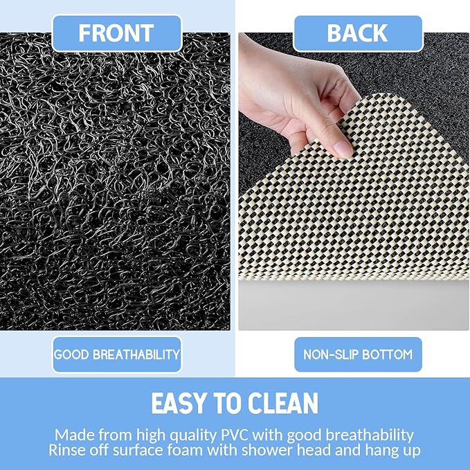 Non-Slip Bathtub Mat, Anti Slip Shower Mat, Fast Drying Bathtub Mats, Foot Scrubber Mat, Anti Slip Mat for Tub, Floor, Bathroom, Kitchen, Home, Hotel (Black 40"×16")