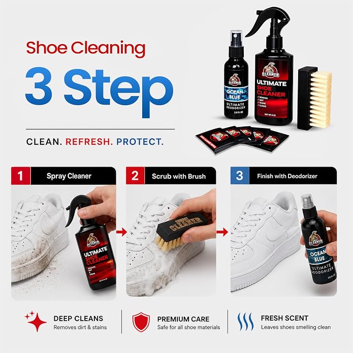 Combat Cleaner Shoe Cleaning Kit – Complete Sneaker Care Solution for Leather, Suede, Canvas, Mesh, Nubuck & More