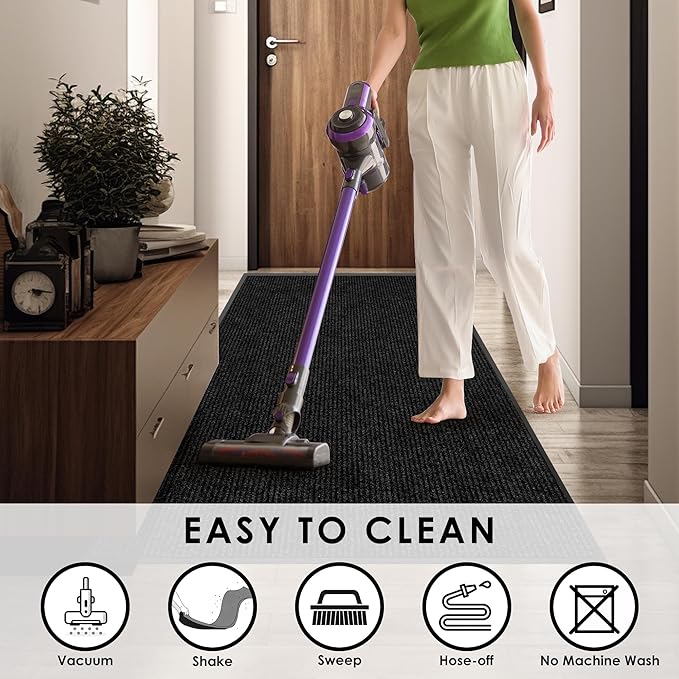 4′ x 42′ Front Door Mat Indoor Outdoor Entrance, Commercial Floor Mat Heavy Duty Dirt Trapper Entryway Doormat, Custom Size Non Slip Rubber Backing Welcome mat, Door Mat for High Traffic Area
