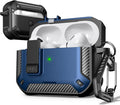 for AirPods Pro 2 Case with Lock Magnetic Lid, Blue | Compatible with AirPods Pro 2nd Generation and AirPods Pro 1st Generation (2019) Case with Cleaner Kit & Carabiner, MagSafe