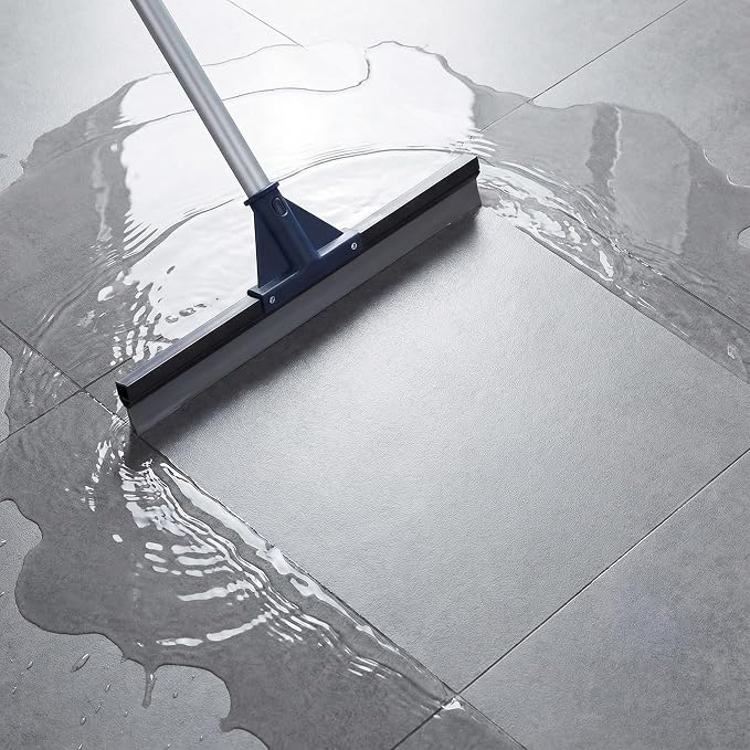 Floor Squeegee for Concrete Floor, 17.5" Heavy Duty Squeegee Broom for Floor, Commercial Scrubber Mop with Extendable Long Handle, Bathroom Tile Shower Glass Window