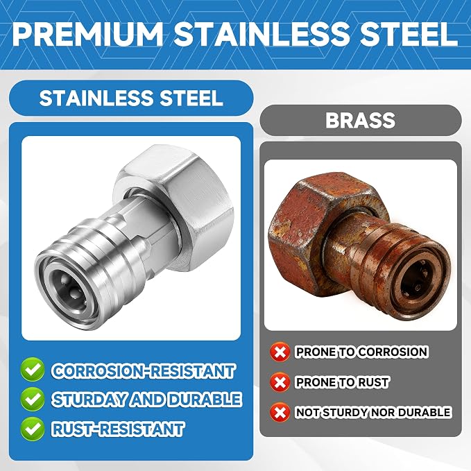 Garden Hose to Pressure Washer Adapter, 3/4" GHT to 1/4" | Stainless Steel Quick Connect, Convert Water Hoses to Power Washer Connector