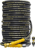 4200PSI Pressure Washer Hose 150FT with 3/8" Swivel Quick Connect for Cold/Hot Water, Kink Resistant Steel Wire Braided,1/4" Wear Resistant Power Washer Hose with 2 M22 14mm Adapter Set