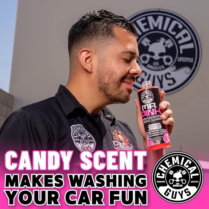 Chemical Guys, Mr. Pink Car Wash Soap, Foam Cannon & Bucket Wash, 64 oz | Lifts road grime with a slick, high-gloss formula that rinses clean, gentle on wax, sealant and ceramic coatings