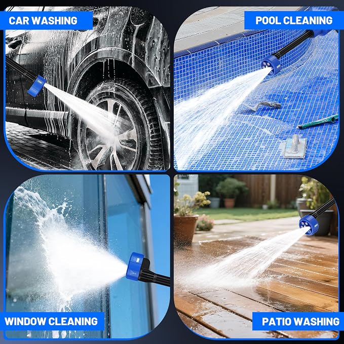5000 PSI Cordless Pressure Washer with 4.0Ah Battery | Foam Cannon Included, 6-in-1 Nozzle, Car Washing, Patio Rinsing, Fence Cleaning, Deck Care