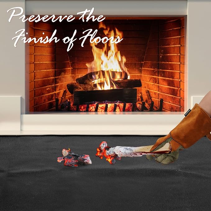 INNO STAGE Fireplace Rugs Blanket Fire Resistant 24 X 42 X 0.04 Inch | D Shape, Fire-proof Hearth Mat Carpet, Protector in Front of Stove, Decks, Indoor, Outdoor, Fire Pit, Grill&Floor