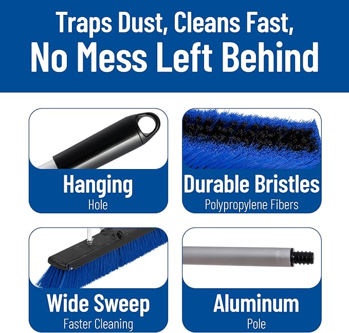 SPARTA Sweep Complete Floor Sweep with Squeegee for Catering, Buffets, Restaurants, Stainless Steel, 24 Inches, Blue