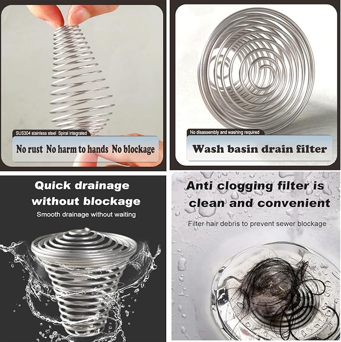 Hair Catcher，Drain Mesh Basket, Bathroom Sink Drain Strainers, for Laundry, Mop Pool, Utility, Slop, RV Sink, Stainless Steel Drain Filter。Fit Hole Size from 1.1" to 1.5"(2Pack)
