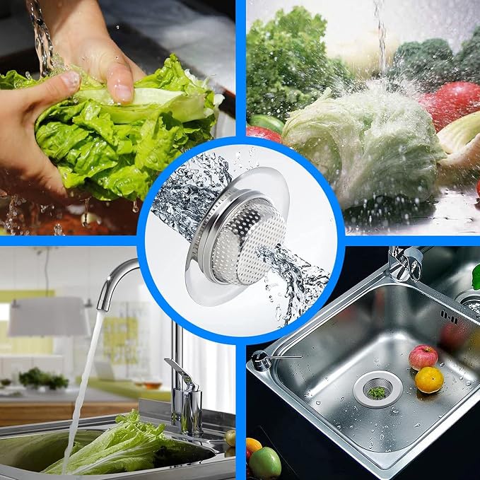 2-Pack Kitchen & Bathroom Sink Drain Strainers I 4.5 Inch Bathroom Drain Hair Catcher & Kitchen Sink Strainer with 2.75" Bowl Area I Kitchen Sink Stopper Drain Cover I Kitchen Sink Strainer Basket