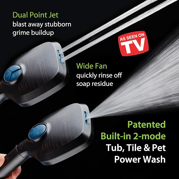 AquaCare 82-Mode High Pressure 6-way Combo with Filter & 2-mode Power Wash | Filters Chlorine & Toxins, Softens Hard Water for Healthy Skin & Hair. Handheld Shower Head Cleans Tub, Tile & Pets / Bronze