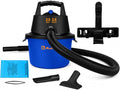 Koblenz WD-2.5L Wet Dry Vacuum Cleaner, Accessories Included, 2.5 PHP | 60 CFM, 10 Ft Reach, Twist-N-Lock Hose, Wall Mount, Small Shop Vac, Portable Shop Vac for Home Car Garage, Blue/Black, WD