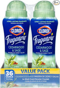 Clorox Fraganzia Laundry Scent Booster Crystals in Cedarwood & Sage Scent - Scented In-Wash Freshener Beads for Fresh, Clean, Great Smelling Clothes and Linens, 18 Oz - 2 Pack