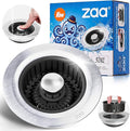 zaa Sink Drain Strainer - 3 in 1 Kitchen Sink Stopper, Stainless Steel Kitchen Drain Plug & Cover with Anti-Clogging Basket Strainer, Fit US Standard 3-1/2'' Sink Drain Hole, Brushed Black