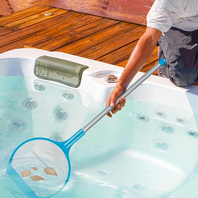 U.S. Pool Supply Spa, Hot Tub, Pool Hand Leaf Skimmer Net, 27" Long with Pole - Deep Ultra Fine Mesh Netting, Handheld Pool Cleaning Net, Clean The Finest Debris, Leaves, Ponds - Small Above Ground