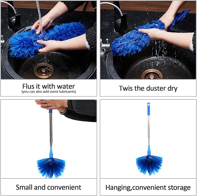 Cobweb Duster with ExtensionPole,Dusters for Cleaning with 2 DusterHeads