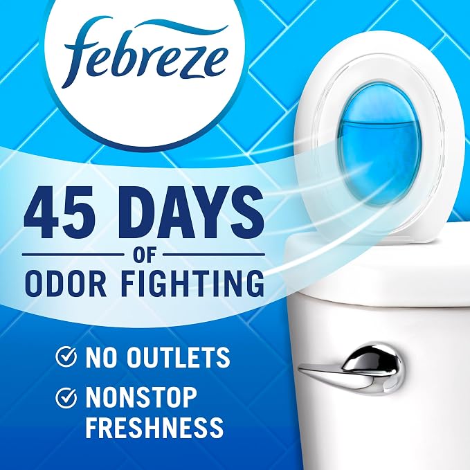 Febreze Bathroom Air Freshener, Odor-Fighting, Plug in Alternative, White, Air Fresheners for Small Spaces in Home, Bathroom, Kitchen, & Closet, Pet & Litter Box Odor Fighter, Gain Original Scent, 4ct