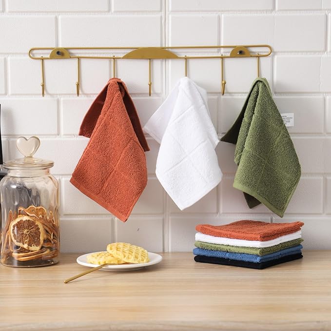 Glynniss Dishcloths Kitchen Highly Absorbent Dish Rags 100% Cotton Dish Cloths for Washing Dishes, Cleaning (Middle Blue, 11x11)