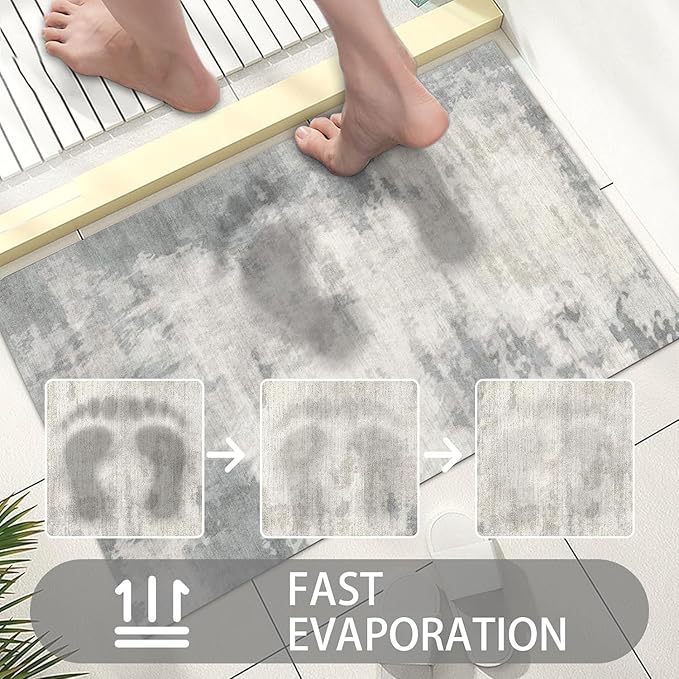 Ultra Thin Door Mat Indoor Entrance, 1/10 in Thin Door Mats for Inside Entry, Non-Slip Rubber Backing Washable Doormat, Fade Resistant, Absorbent, Low Profile Dirt Trapper, 30"X17",Distressed
