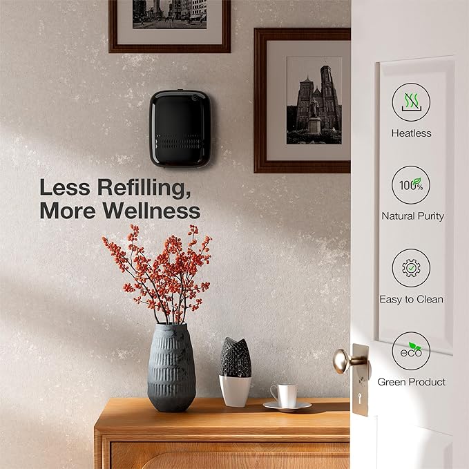 Airversa ANW Smart Waterless Diffuser Starter Kit for Room, Black | 2x100 mL Hotel Scent Fragrance Oil, Up to 2000 sq ft, App Control, 400mL, DC-12V/1A Adapter, Scent Air Machine, ANWKit-2x100