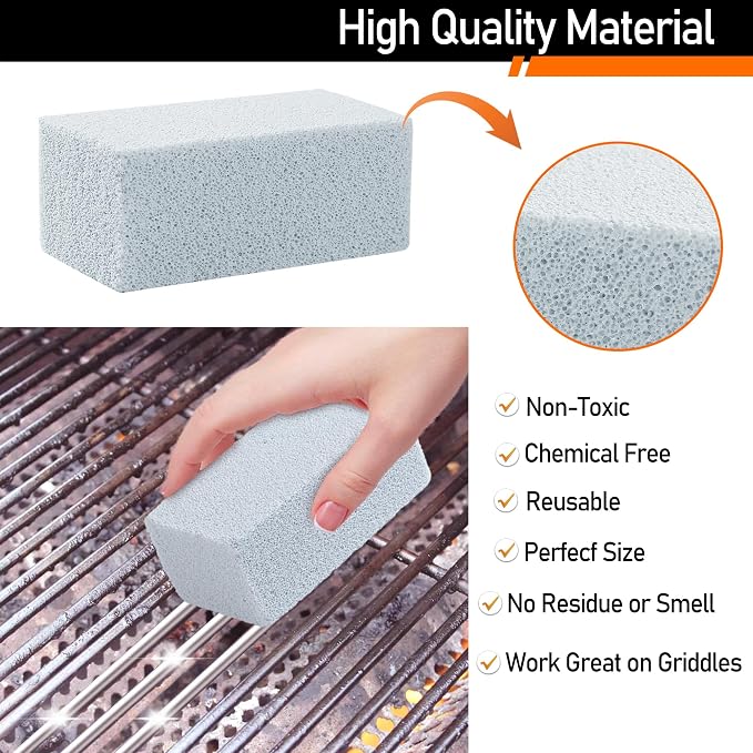 Heavy Duty Grill Cleaner, Grill Cleaning Bricks, Pumice Stone for Cleaning | for cleaning flat top, Pumice Griddle Cleaning Stone Removing Stains for BBQ, Swimming Pool, Sink (8 Pack)