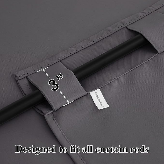 RYB HOME Blackout Curtains for Living Room, Back Tab & Rod Pocket Top Insulating Window Decor for Bedroom Dining Sliding Glass Door Home Office, W 62 x L 84, Grey, 2 Panels