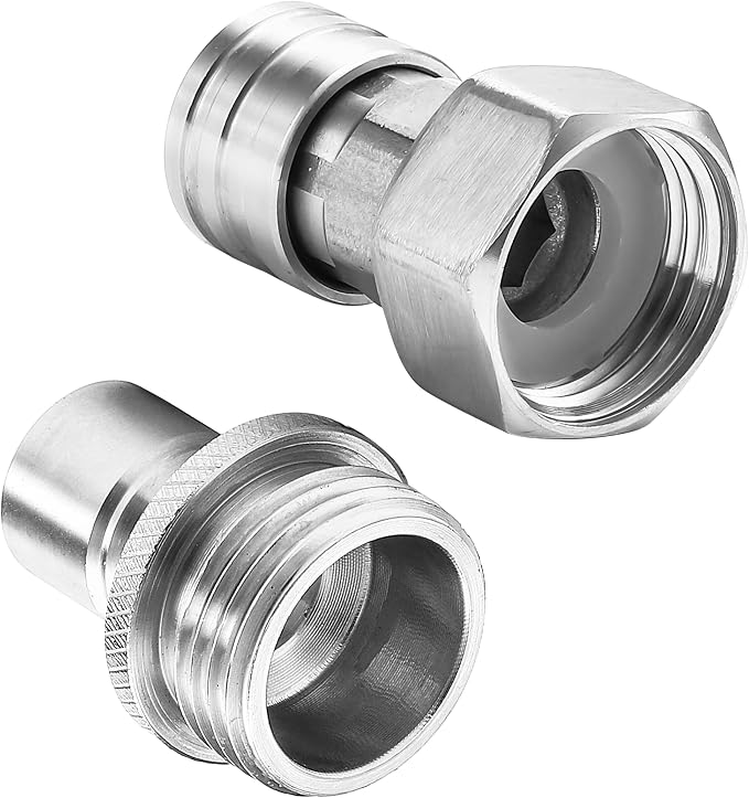 Tool Daily Garden Hose to Pressure Washer Adapter, 3/4” GHT Female to 1/4” Quick Connect, 3/4” GHT Male to 1/2” Quick Plug, Stainless Steel, 2 Pcs