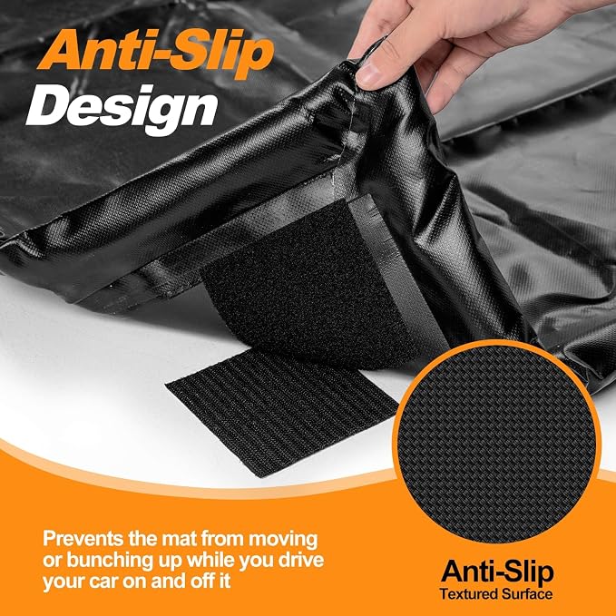 8'6" x 22' PVC Waterproof Garage Floor Mat with Floor Squeegee | Heavy Duty 1300D PVC Containment Mat, Waterproof Protection from Snow, Rain and Mud for Cars