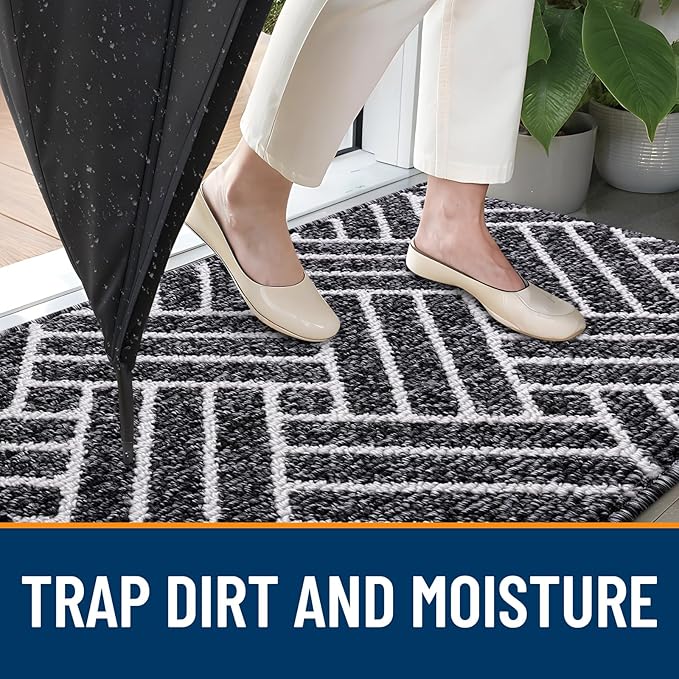 OLANLY Indoor Door Mat, 36x24 Inch, Dirt Resistant and Absorbent, Non-Slip Rubber Backing Floor Mats, Easy Clean Low-Profile Doormat for Entryway, Front Door, and Inside Entrance, Black