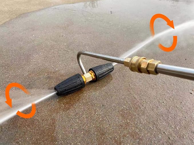 Tool Daily Gutter Cleaner Attachment for Pressure Washer, 2 Turbo Nozzle | Rotating Power Washer Turbo Nozzle for Gutter Cleaning, 1/4 Inch Quick Connect, 3300 PSI