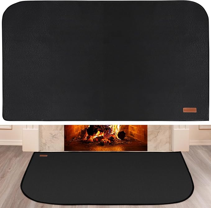 INNO STAGE Fireplace Rugs Blanket Fire Resistant 28 X 47 X 0.04 Inch | D Shape, Fire-proof Hearth Mat Carpet, Protector in Front of Stove, Decks, Indoor, Outdoor, Fire Pit, Grill&Floor