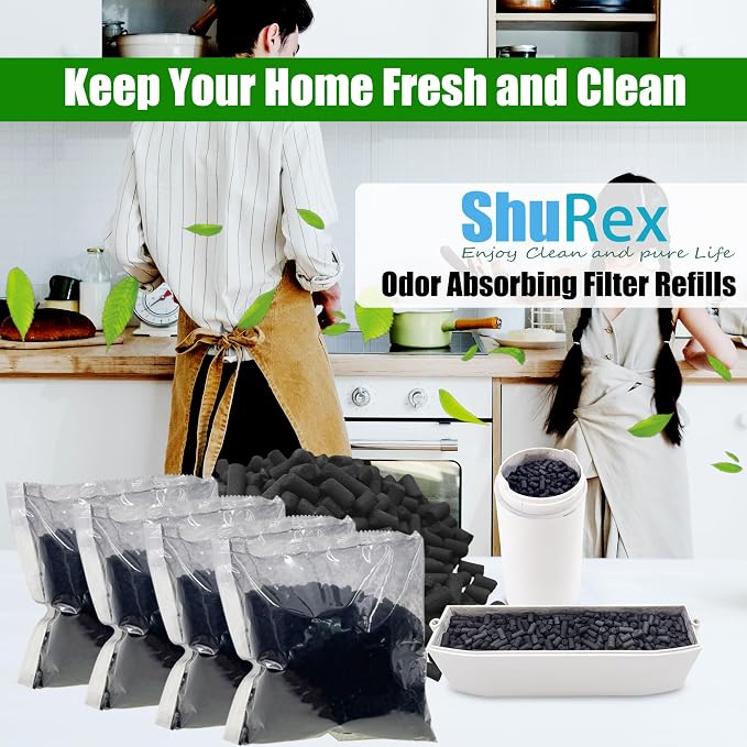4Pcs Filter Refills for Lomi Smart Composter Top & Back Filter Slots | Replacement Activated Charcoal Filters Compatible with Electric Countertop Compost Bins, 12-month Supplement