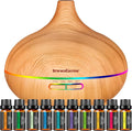 InnoGear 400ml Aromatherapy Essential Oil Diffuser 10 Oils Gift Set, Yellow | Cool Mist Humidifier, Essential Oils, Ultrasonic, 4 Timers, Run up to 12hrs, Large Room, Home, Automatic Shut-Off, Quiet