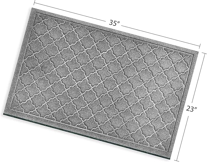 WaterHog Heavy Duty Doorway Mat, 2' x 3', Made in USA, Durable & Skid-Resistant Entryway Mat, Water-Trapping, Indoor/Outdoor Decorative Floor Covering, Cordova Collection, Medium Grey