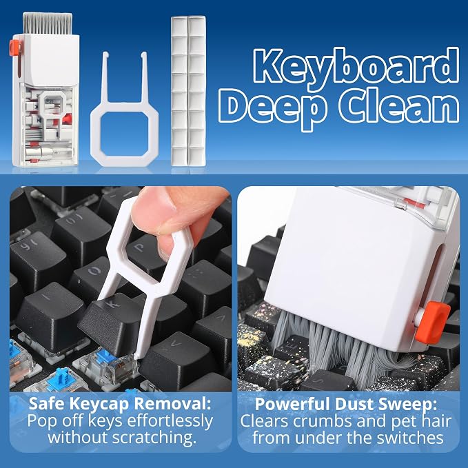 Upgraded Keyboard Cleaning Kit, 32PCS Electronics Cleaner Tool with Dust Cleaning Putty, Microfiber Cloth, Wipes-Cleaning Set for iPhone, AirPods, iPad, Laptop, PC Screen, Monitor, Camera
