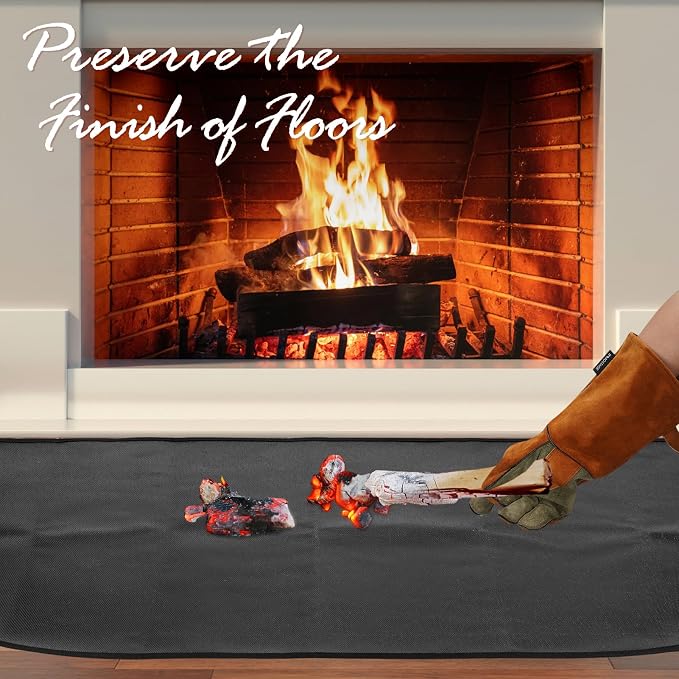 INNO STAGE Fireplace Rugs Blanket Fire Resistant 20 X 40 X 0.04 Inch | D Shape, Fire-proof Hearth Mat Carpet, Protector in Front of Stove, Decks, Indoor, Outdoor, Fire Pit, Grill&Floor
